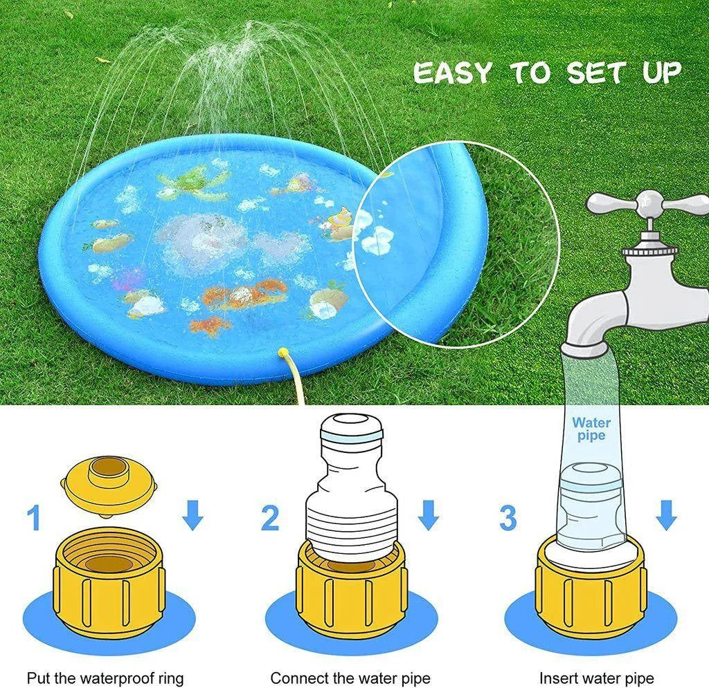 Kids Splash Pad Adjustable Spray Height Inflatable Edge