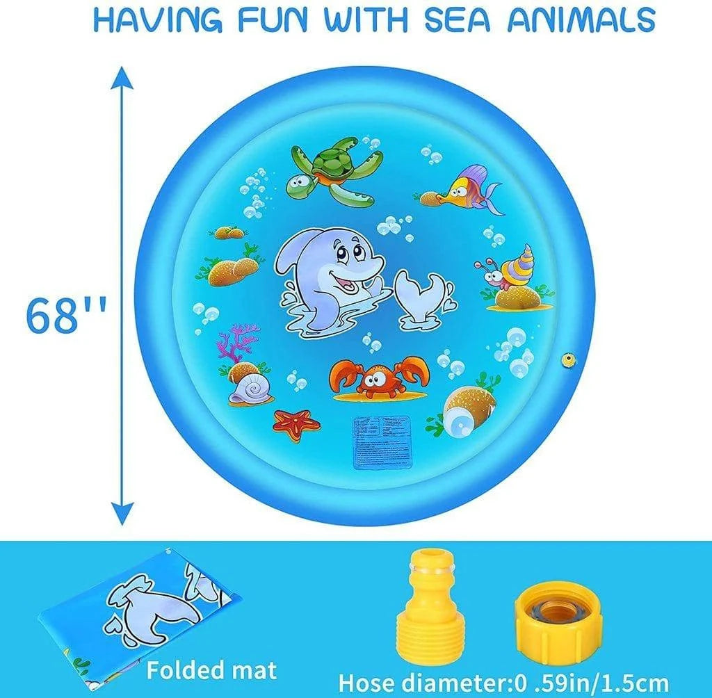 Kids Splash Pad Adjustable Spray Height Inflatable Edge