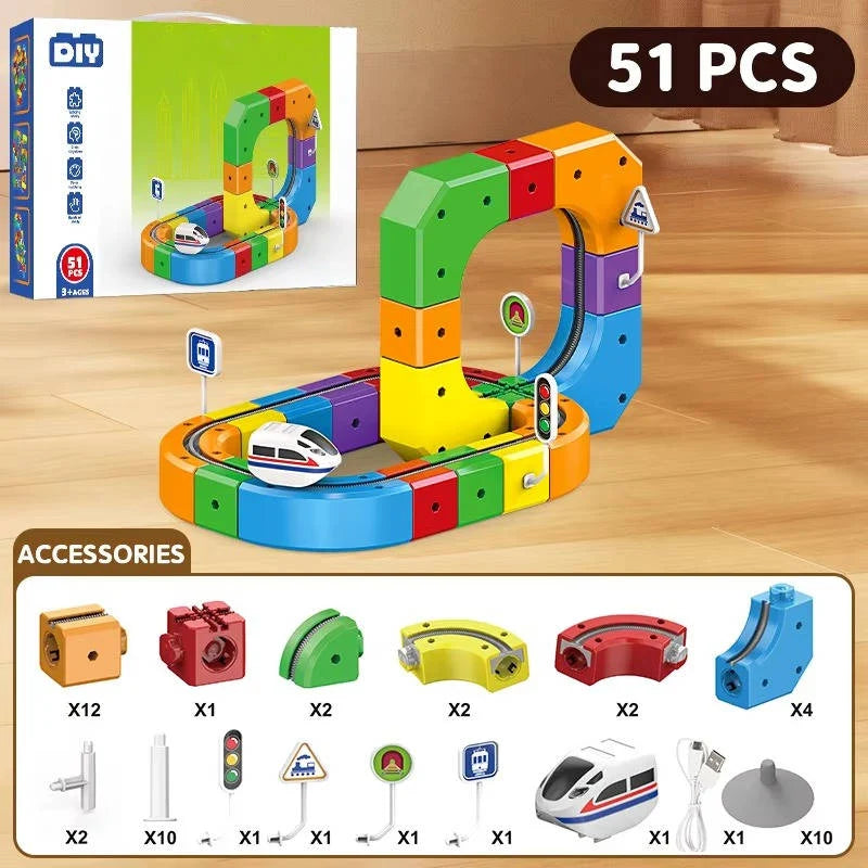 Kids Train Set Motorized Magnetic Flexible Track