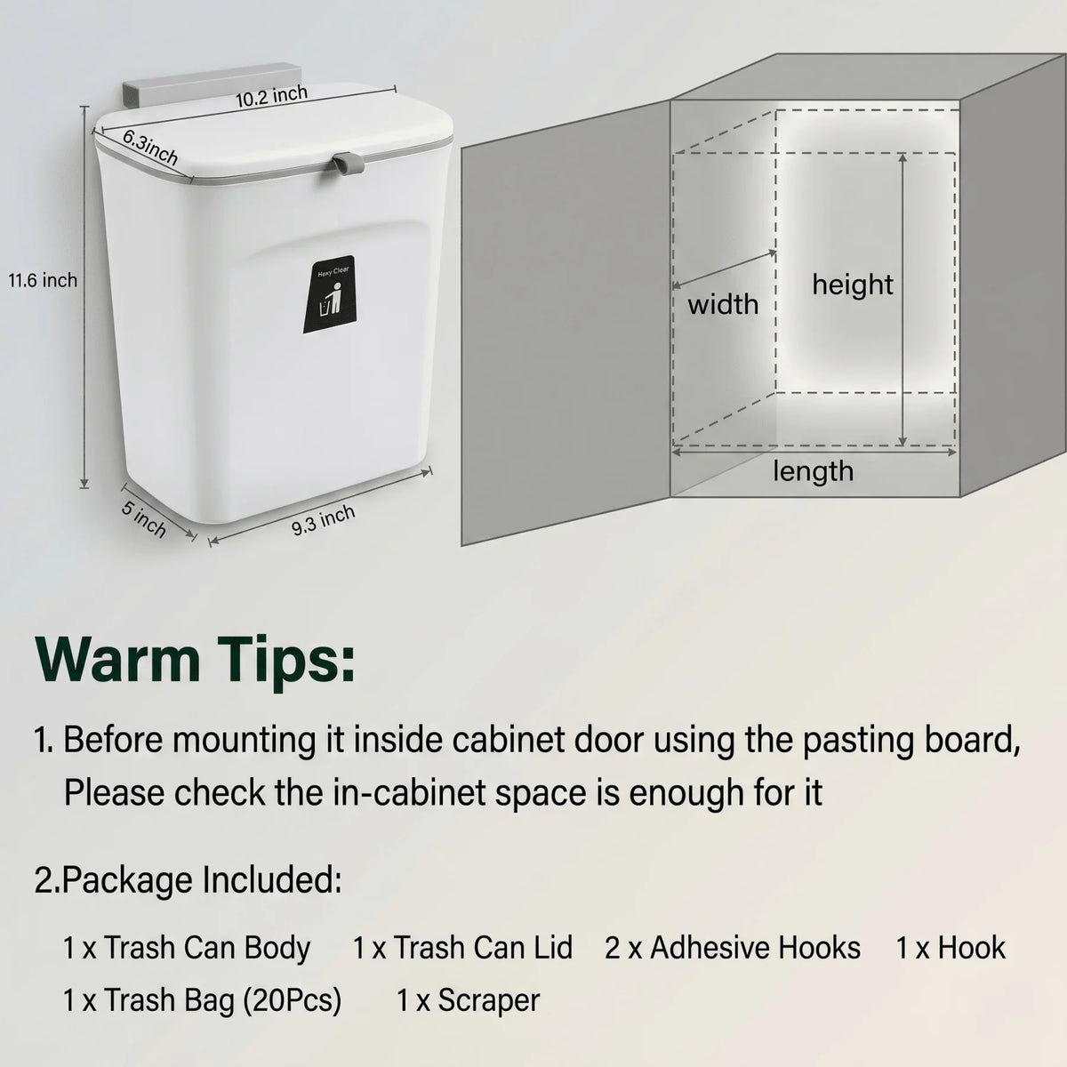 Kitchen Compost Bin Countertop & Wall-Mount Odor-Sealing Lid