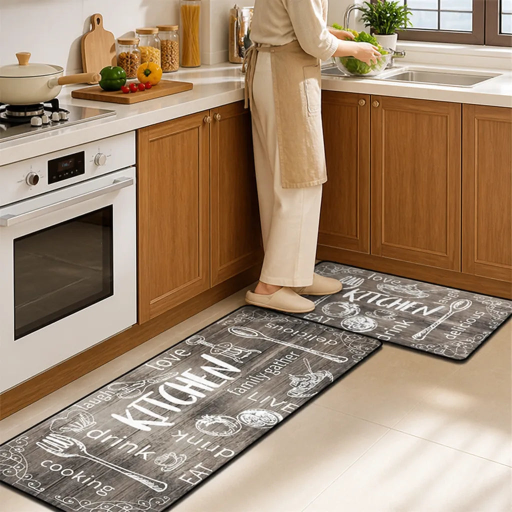 Kitchen Runner Mat Decorative Print Non-Slip Backing & Machine Washable