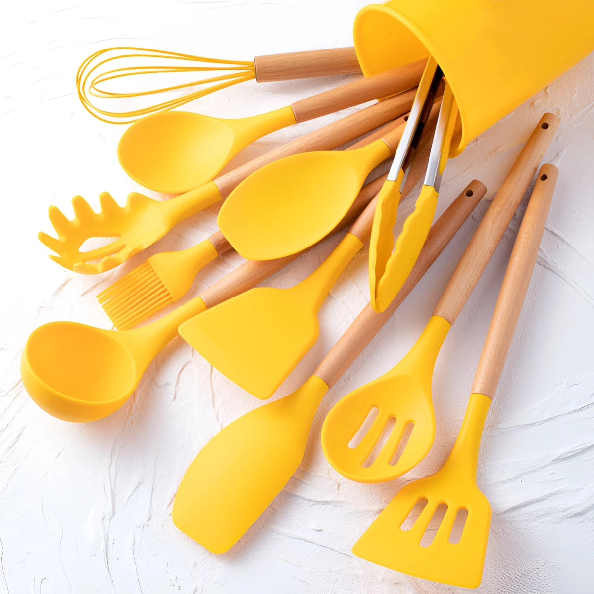 Kitchen Utensil Set 12-Piece Heat-Resistant Silicone & Bamboo Handles