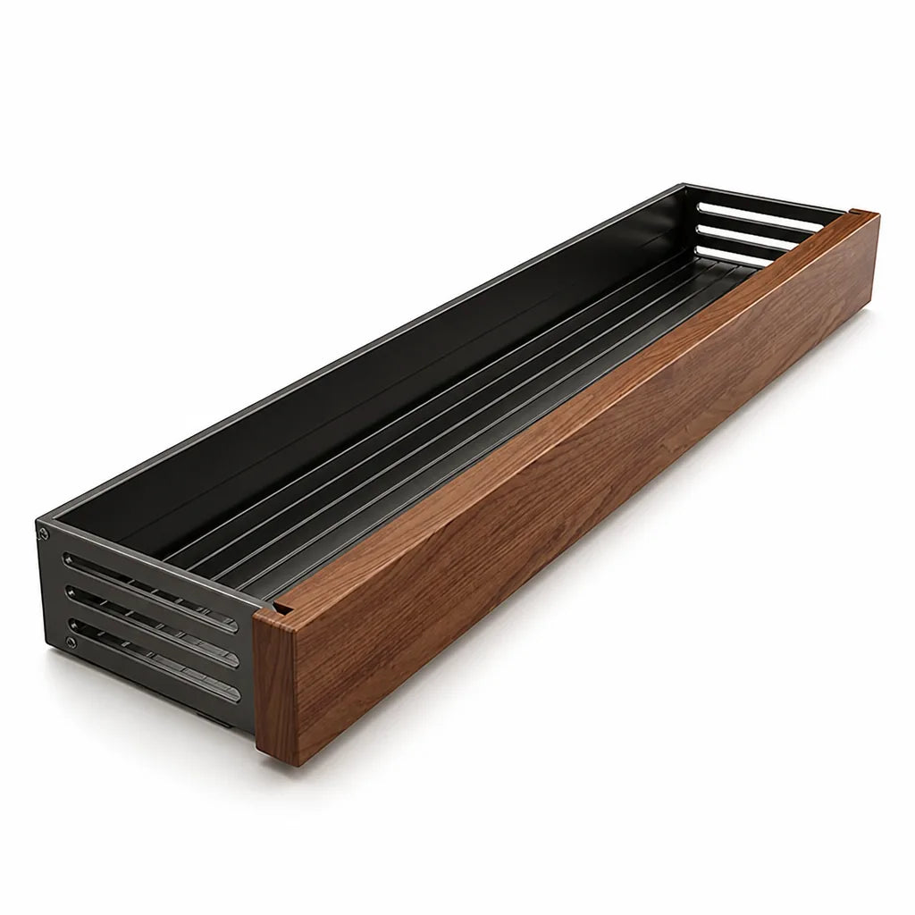 Kitchen Wall Shelf No-Drill Adhesive & Modular Walnut Finish
