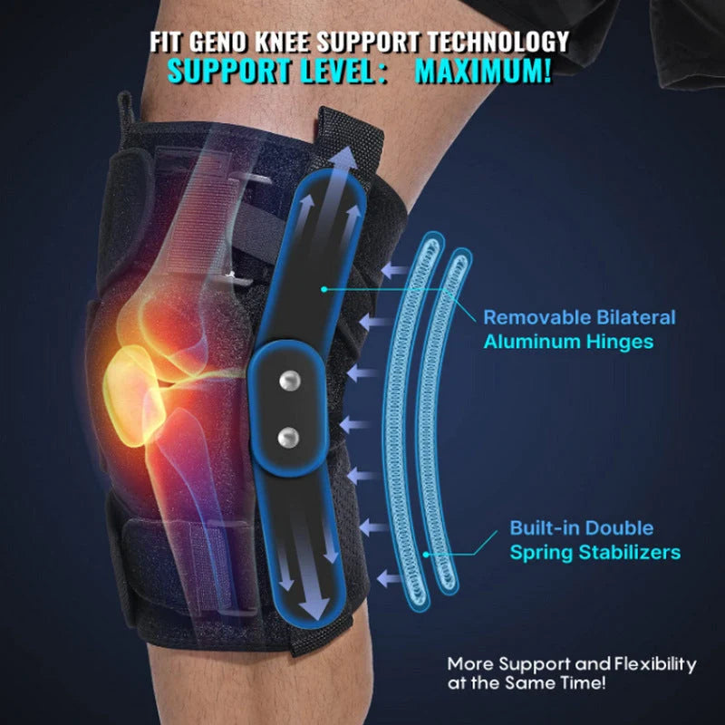 Knee Brace Adjustable Removable Aluminum Hinges Gel Patella Pad