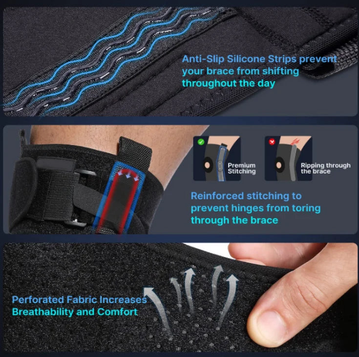 Knee Brace Adjustable Removable Aluminum Hinges Gel Patella Pad
