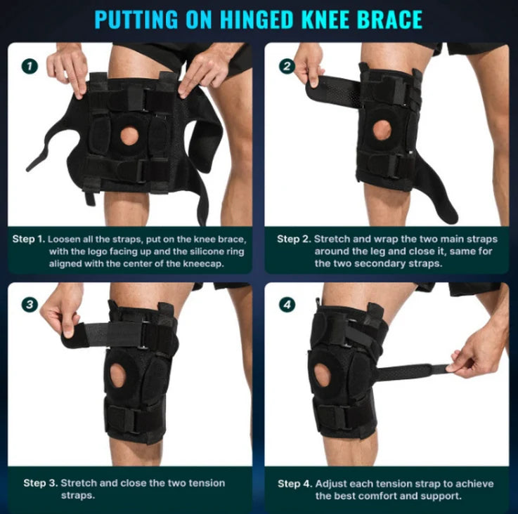 Knee Brace Adjustable Removable Aluminum Hinges Gel Patella Pad