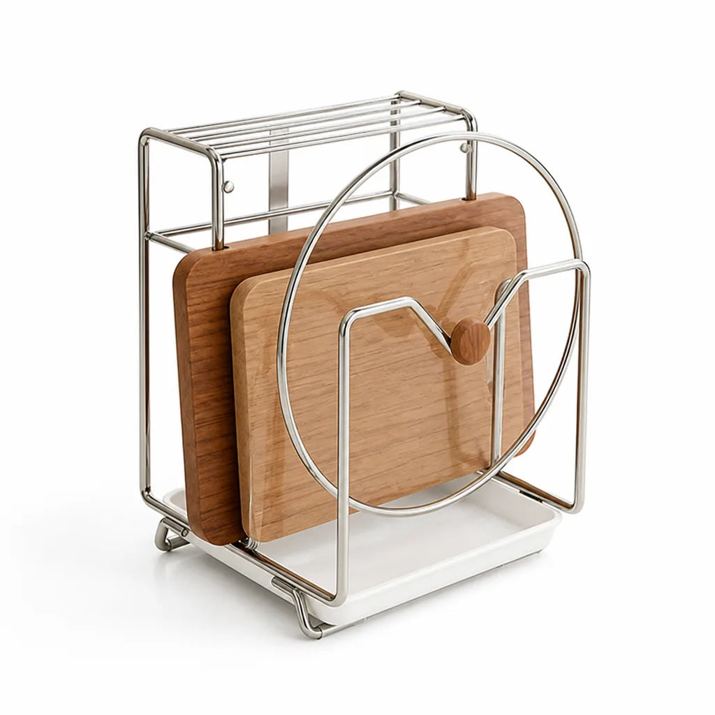 Knife Block Stainless Steel Drip Tray & Board Holder