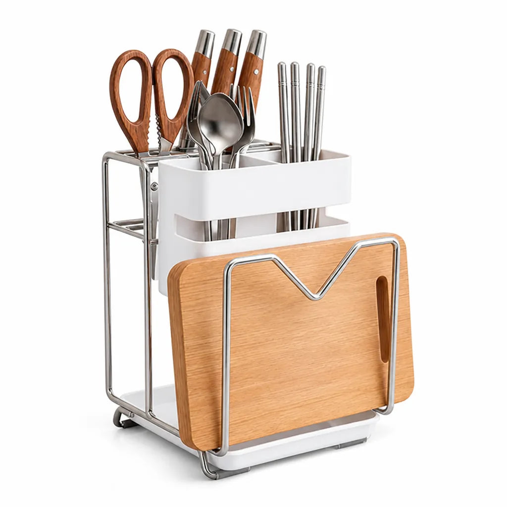Knife Block Stainless Steel Drip Tray & Board Holder