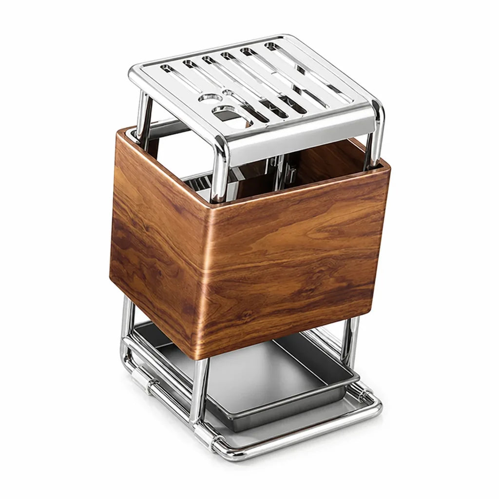 Knife Block Wood-Look Rotating Base & Cutting Board Slot