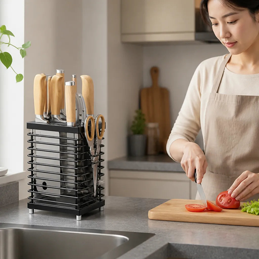 Knife Holder 304 Stainless Steel Wall-Mount & Countertop