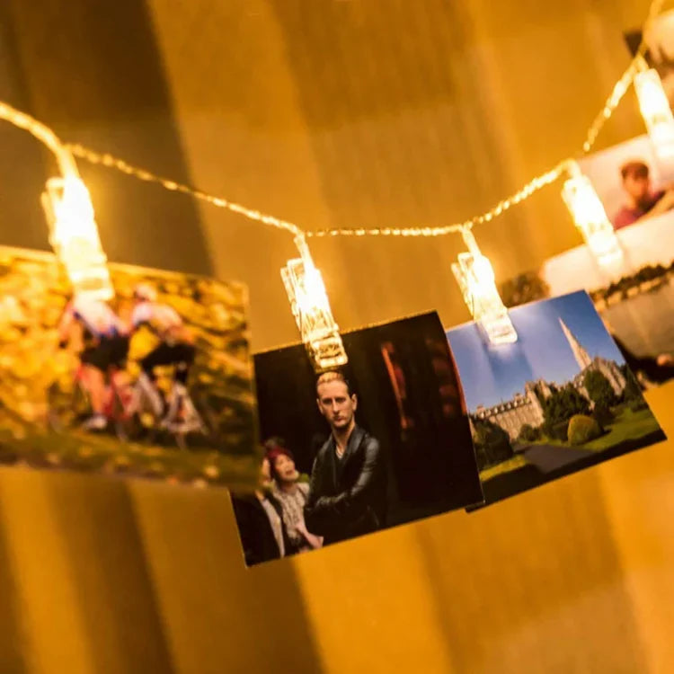 LED String Lights Photo Clips Battery-Powered & Waterproof
