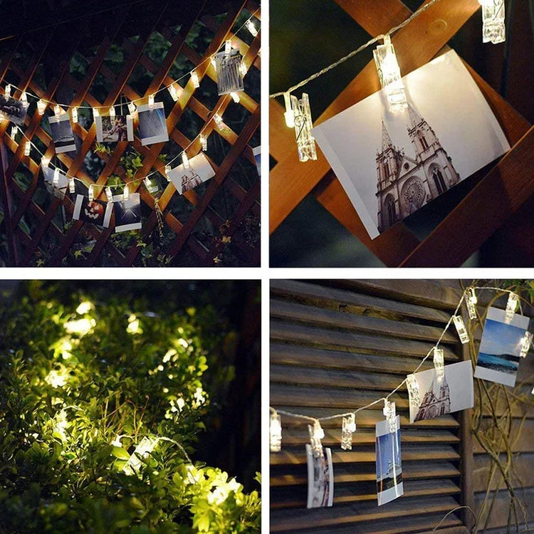 LED String Lights Photo Clips Battery-Powered & Waterproof