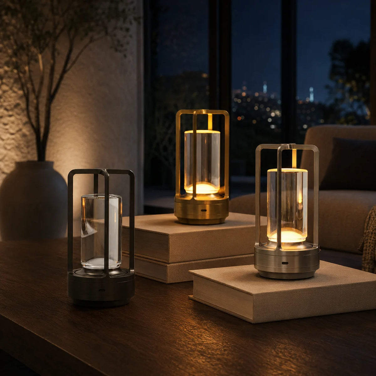 Lantern Cordless Rechargeable Flickering Flame LED