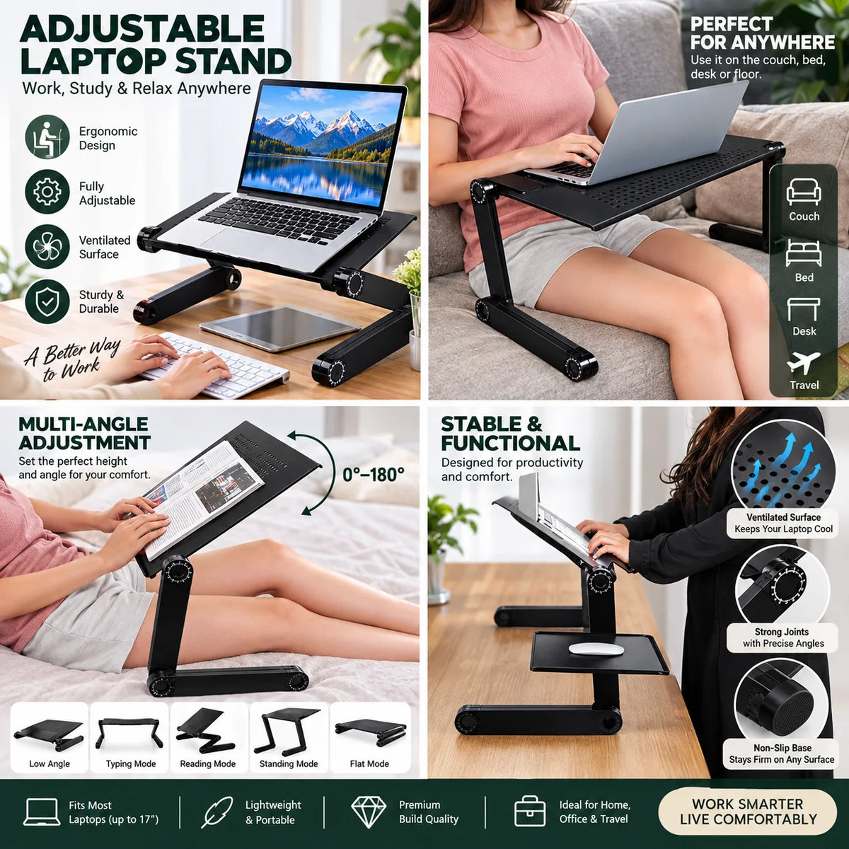 Laptop Stand Aluminum Height Adjustable 360° Rotating