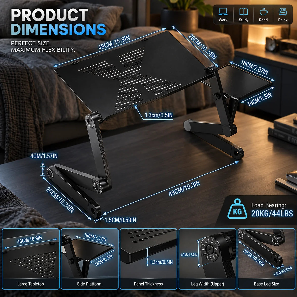 Laptop Stand Aluminum Height Adjustable 360° Rotating