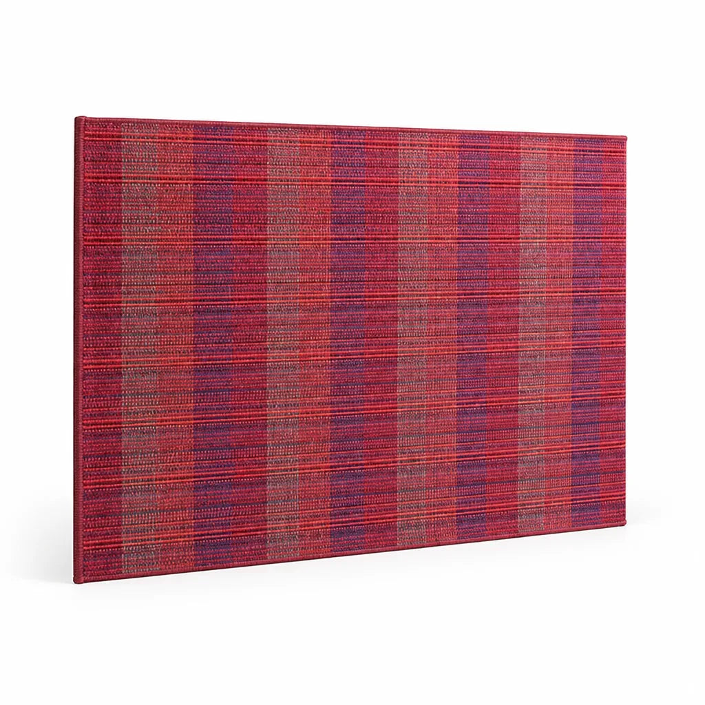 Large Rug Flat-Woven Check Pattern Non-Slip Backing