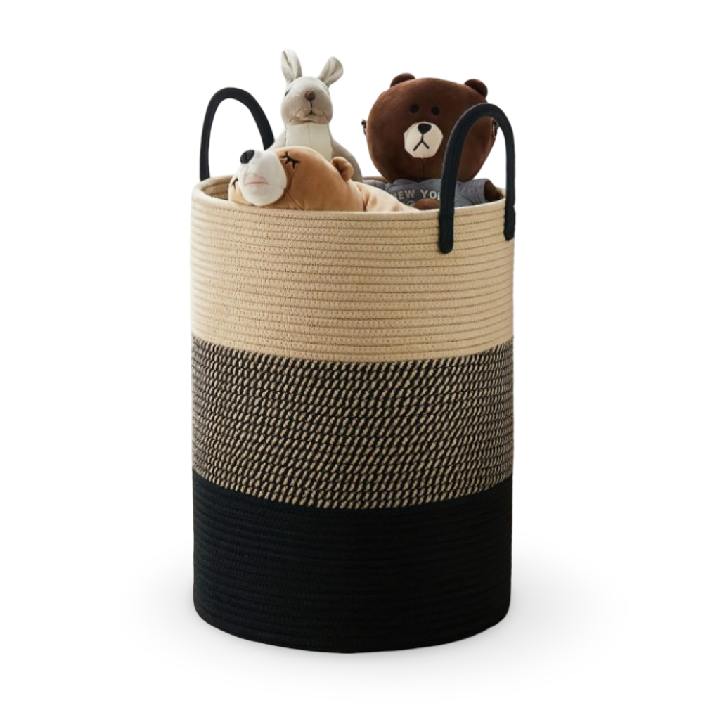 Laundry Basket Cotton Rope 58L Reinforced Handles
