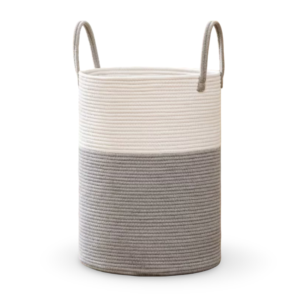 Laundry Basket Extra-Tall Cotton Rope 58 L Capacity