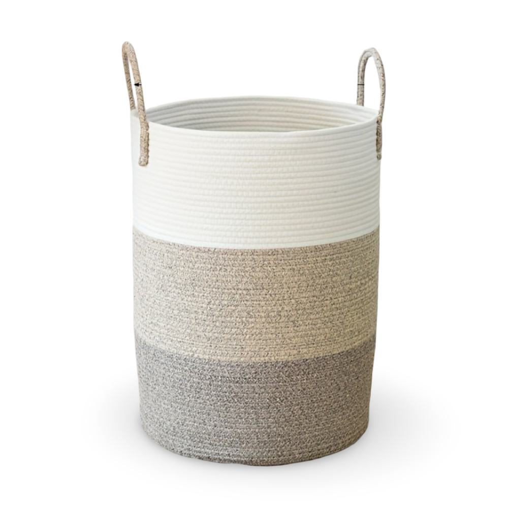 Laundry Basket Tall Cylindrical Cotton Rope