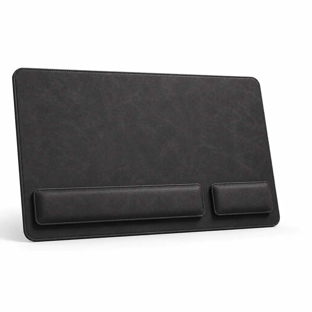 Leather-Look Desk Mat Set With Wrist Rests (3-Piece)