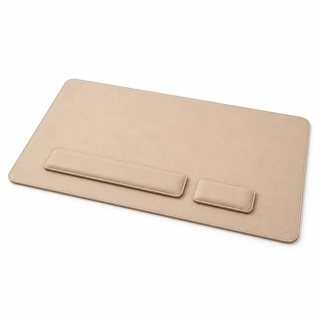 Leather-Look Desk Mat Set With Wrist Rests (3-Piece)