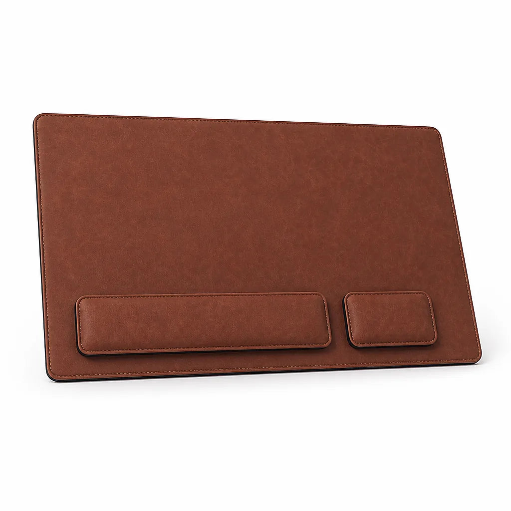 Leather-Look Desk Mat Set With Wrist Rests (3-Piece)