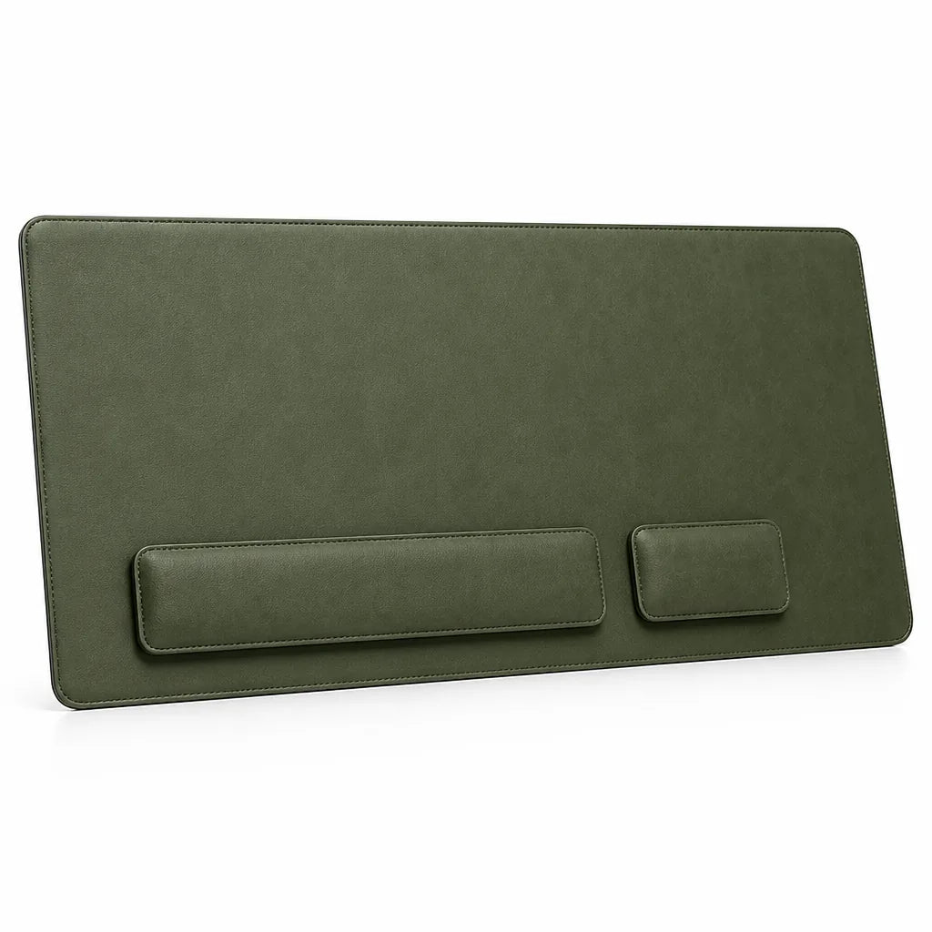 Leather-Look Desk Mat Set With Wrist Rests (3-Piece)