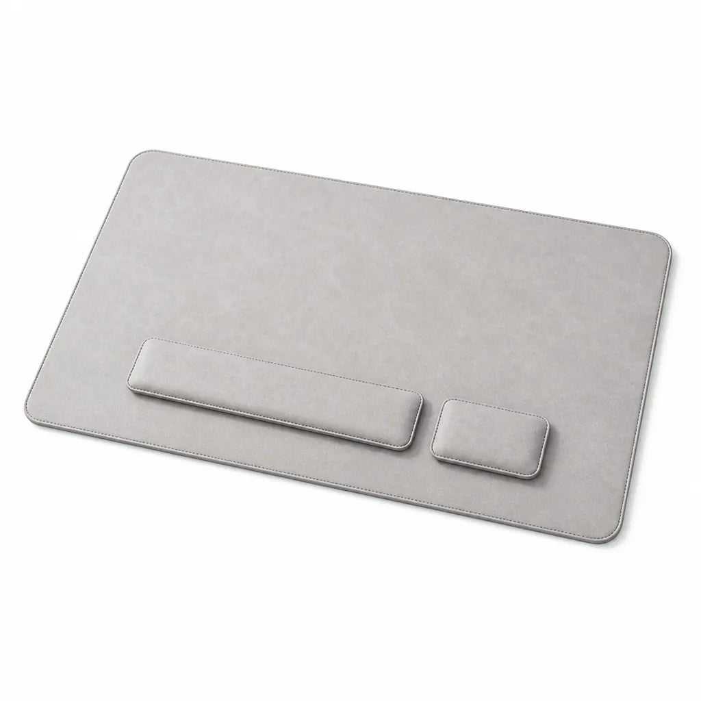 Leather-Look Desk Mat Set With Wrist Rests (3-Piece)