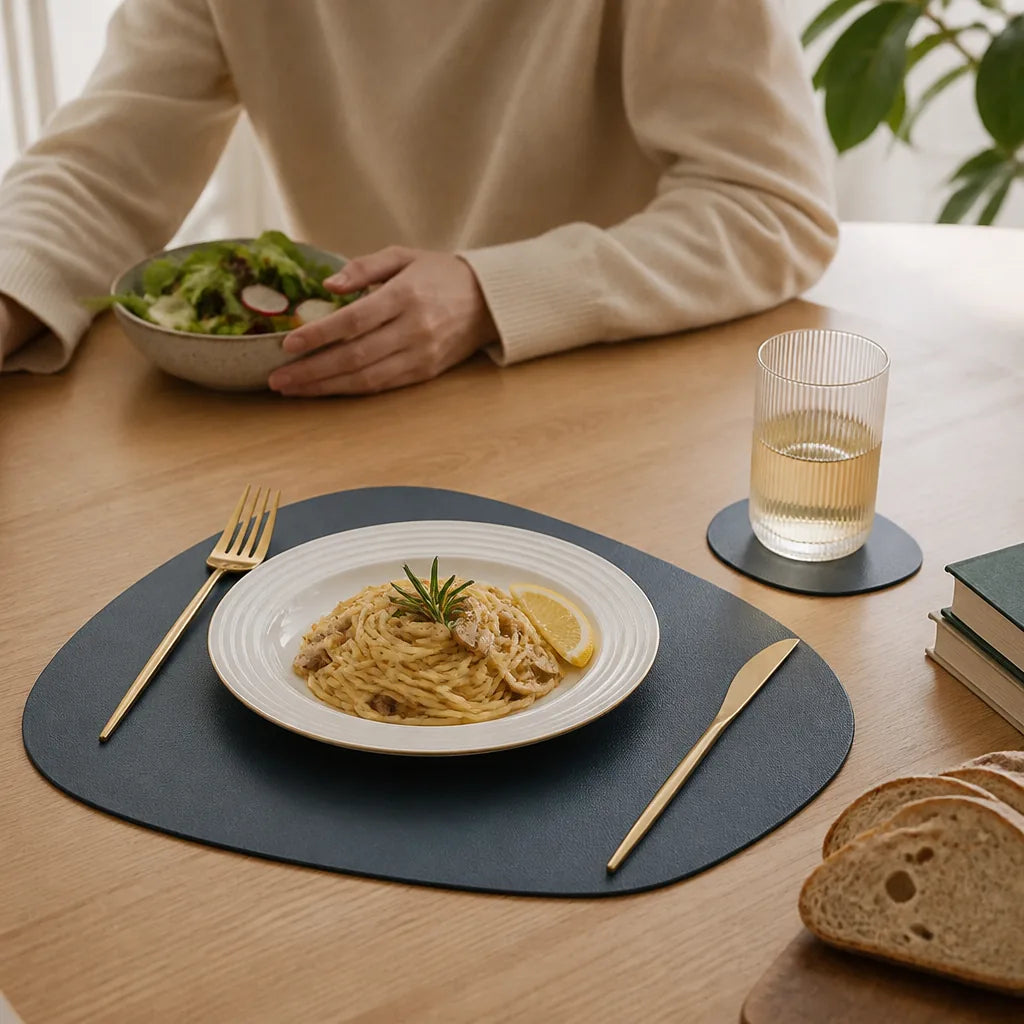 Leather-Look Heat-Resistant Placemat and Coaster Set (To 60°C)