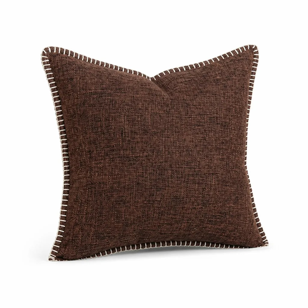 Linen-Blend Square Throw Pillow Cover with Whipstitch Edge
