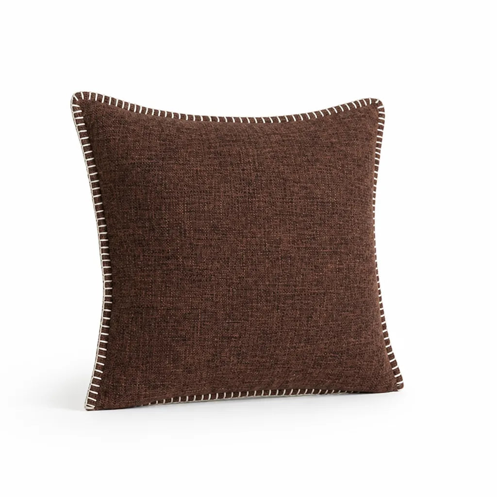 Linen-Blend Square Throw Pillow Cover with Whipstitch Edge