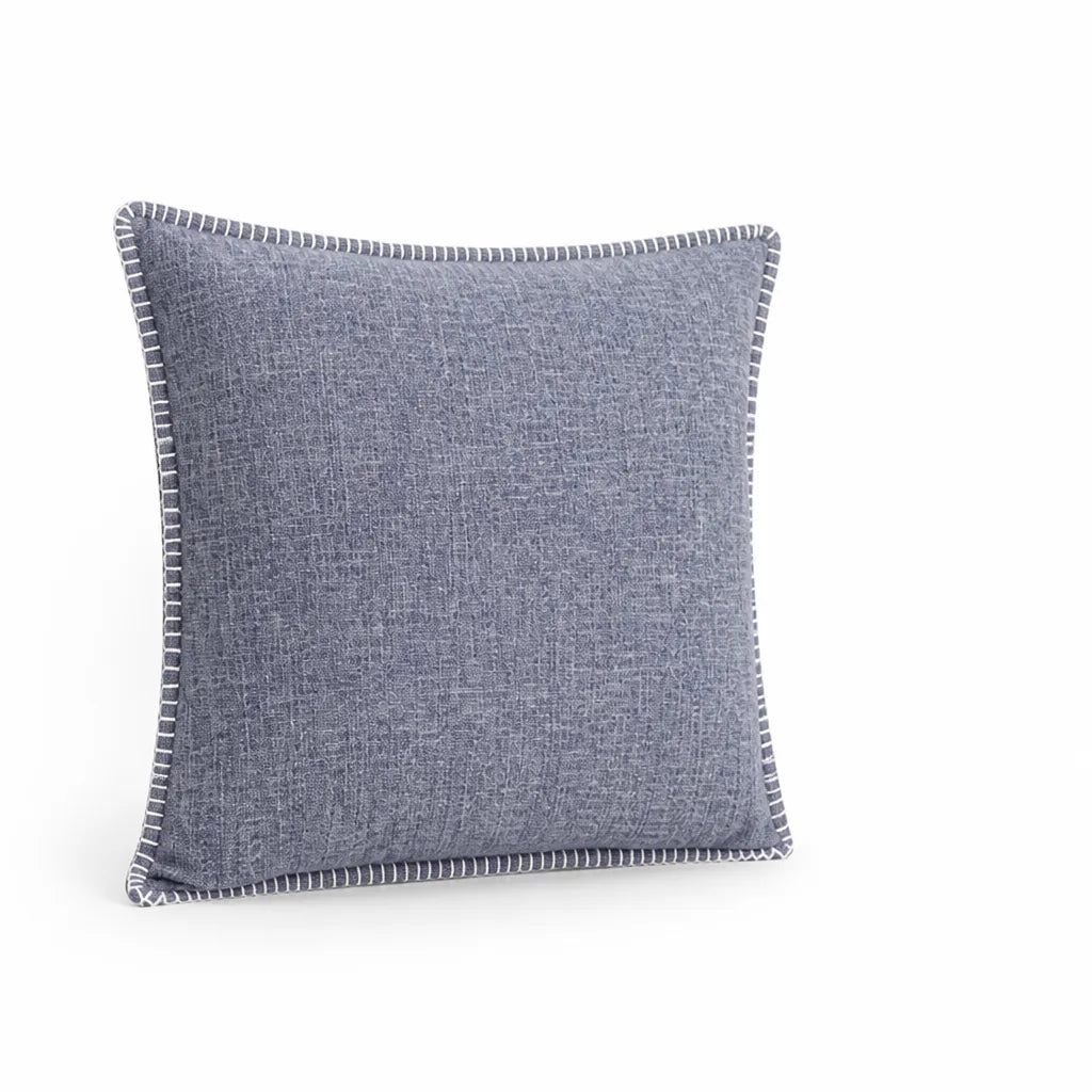 Linen-Blend Square Throw Pillow Cover with Whipstitch Edge