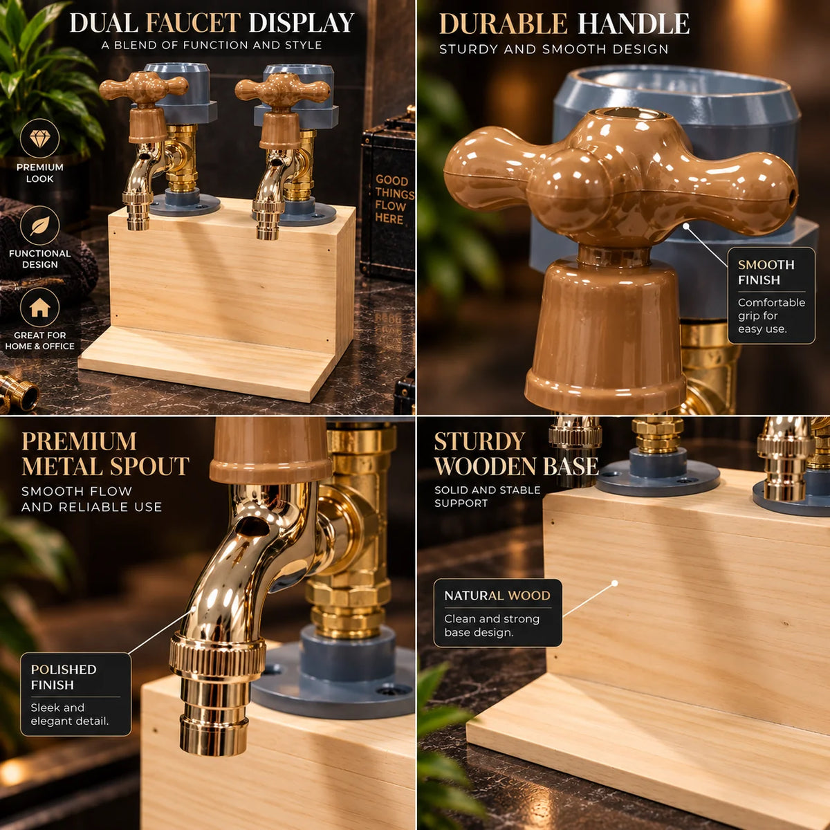 Liquor Dispenser Rustic Wood Metal Tap Self-Serve