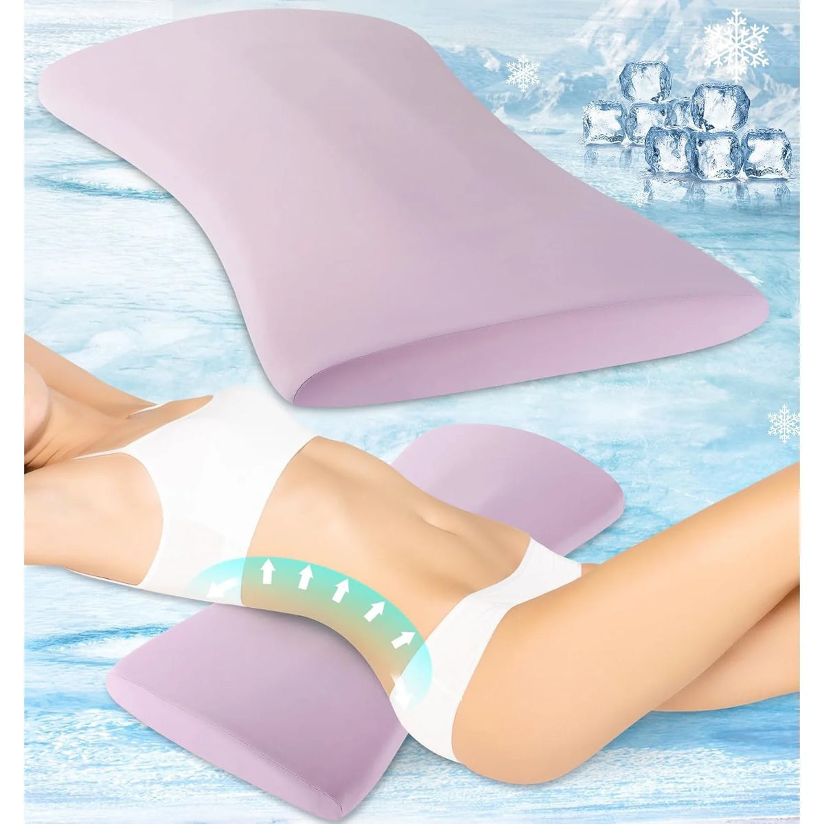 Lumbar Pillow Memory Foam Curved Bolster Machine Washable Cover