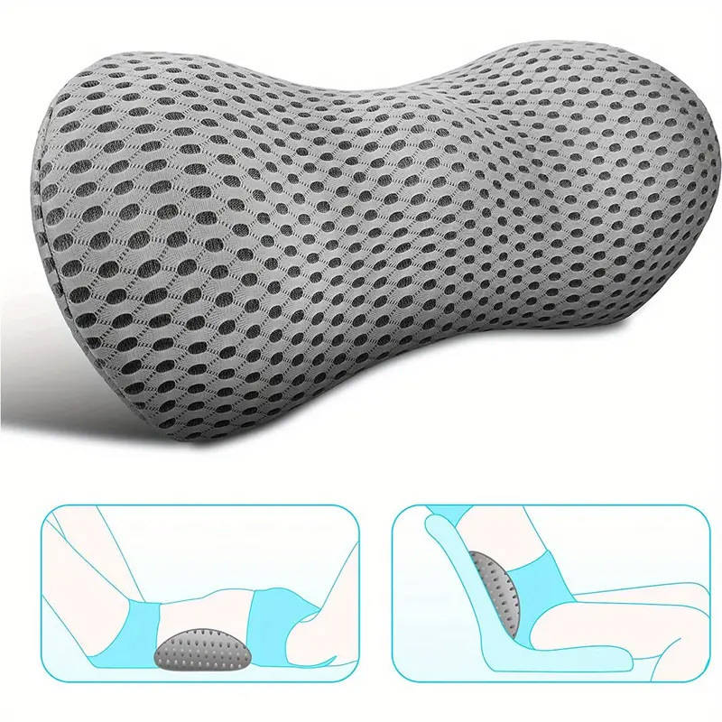 Lumbar Support Pillow Memory Foam C-Shaped Removable Mesh Cover