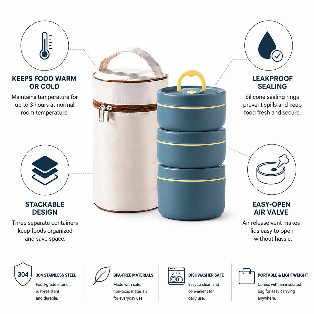 Lunch Box Set Insulated Stainless Steel & Leakproof Seals