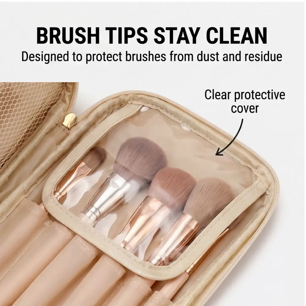 Makeup Organizer Fold-Open Holds 25+ Products Waterproof PU Leather