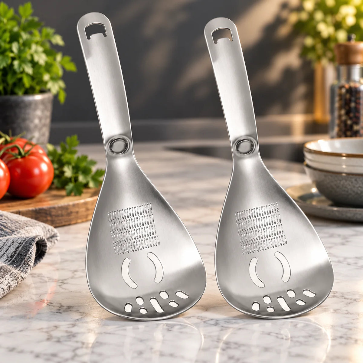 Masher & Strainer Spoon Multipurpose Stainless Steel Dishwasher-Safe