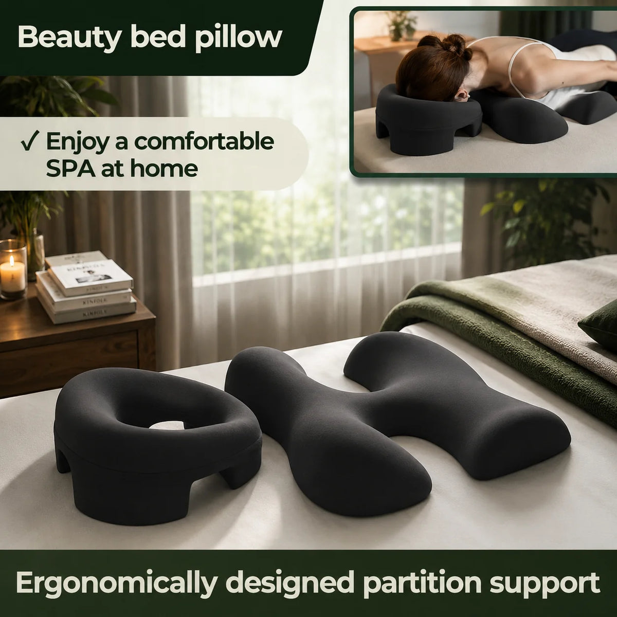 Massage Face Cradle Pillow Set Contoured Foam Washable Covers