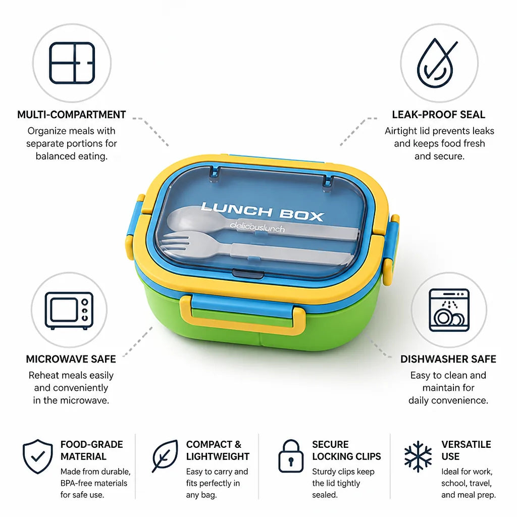 Meal Prep Container Multi-Compartment Leak-Proof Microwave & Dishwasher Safe