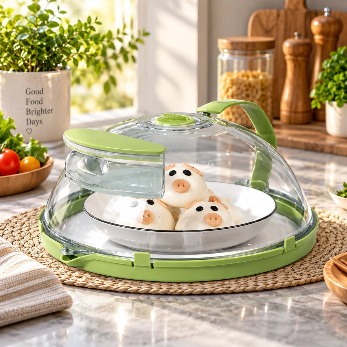 Microwave Food Cover Clear Dome Cool-Touch Handle