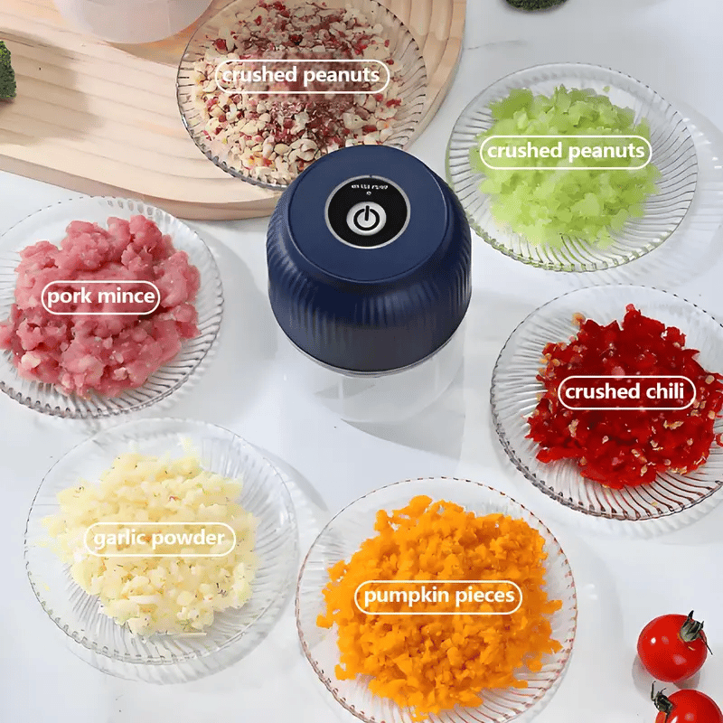 Mini Electric Chopper One-Button 4 Stainless Steel Blades