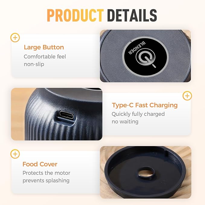 Mini Electric Food Chopper USB Rechargeable Stainless Steel Blades
