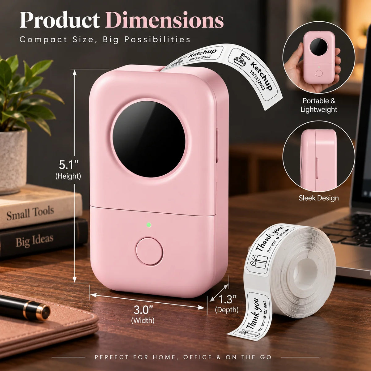 Mini Label Maker Thermal Bluetooth & App-Controlled