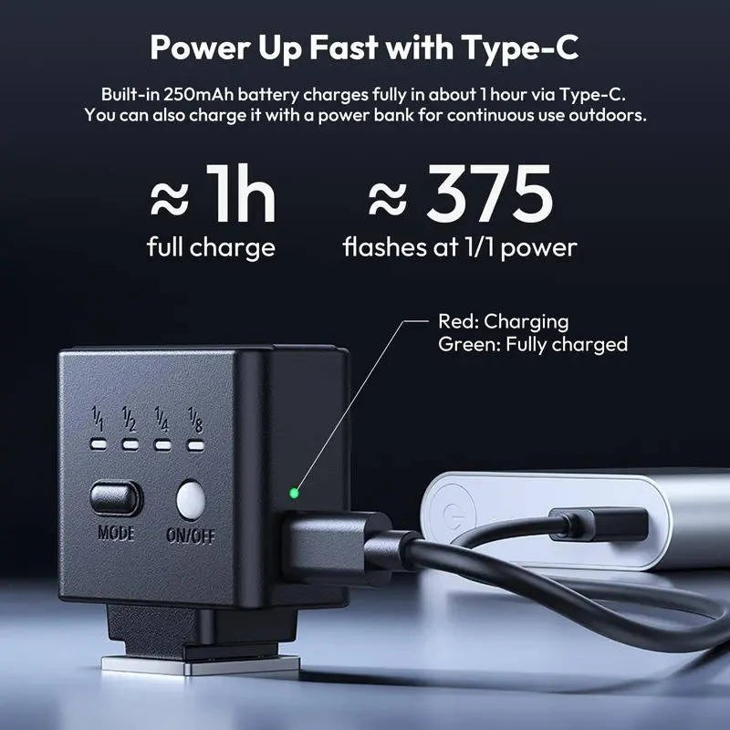 Mini On-Camera Flash Dual-Mode Rechargeable Universal Mount