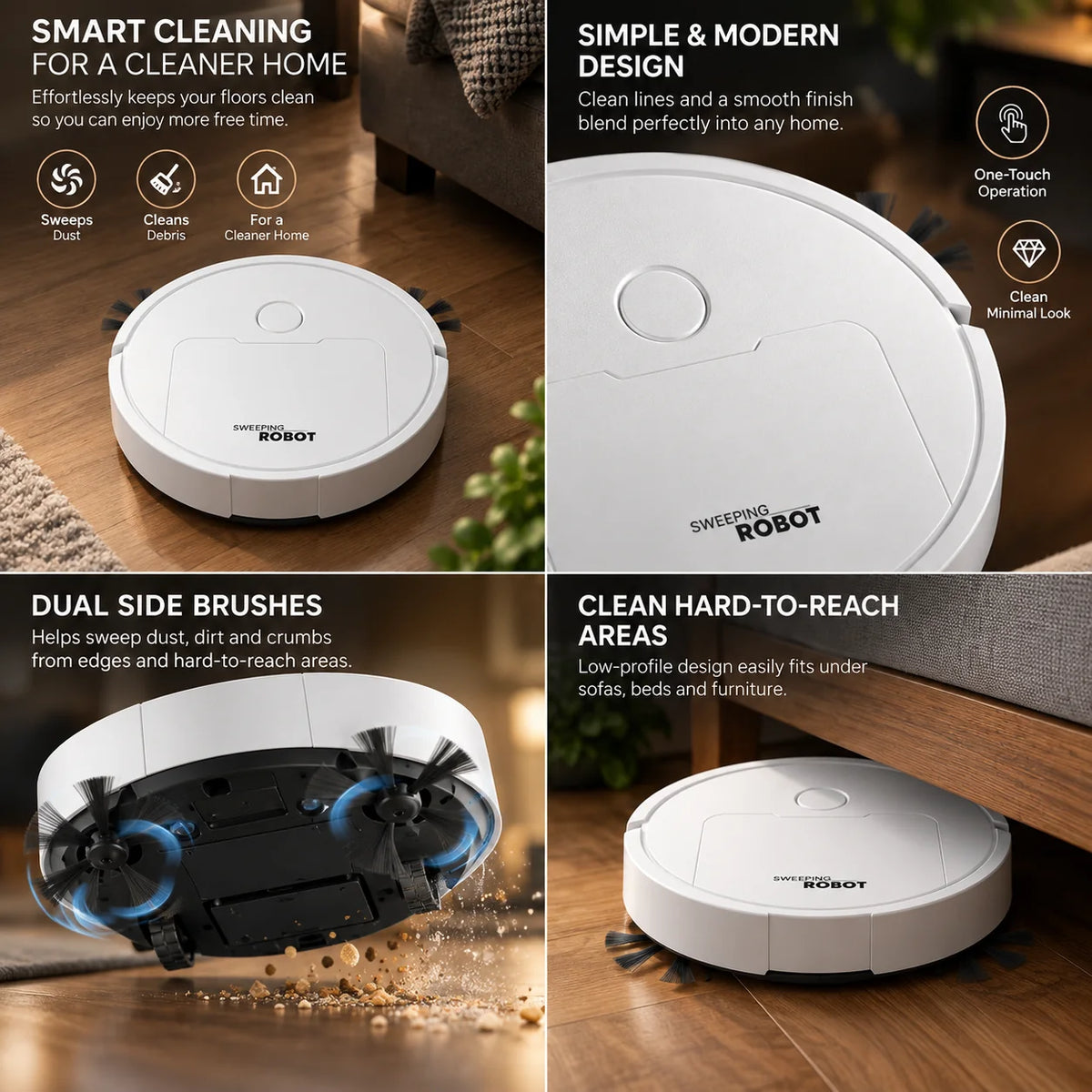 Mini Robot Vacuum Low-Profile Quiet Rechargeable 30-Min Run