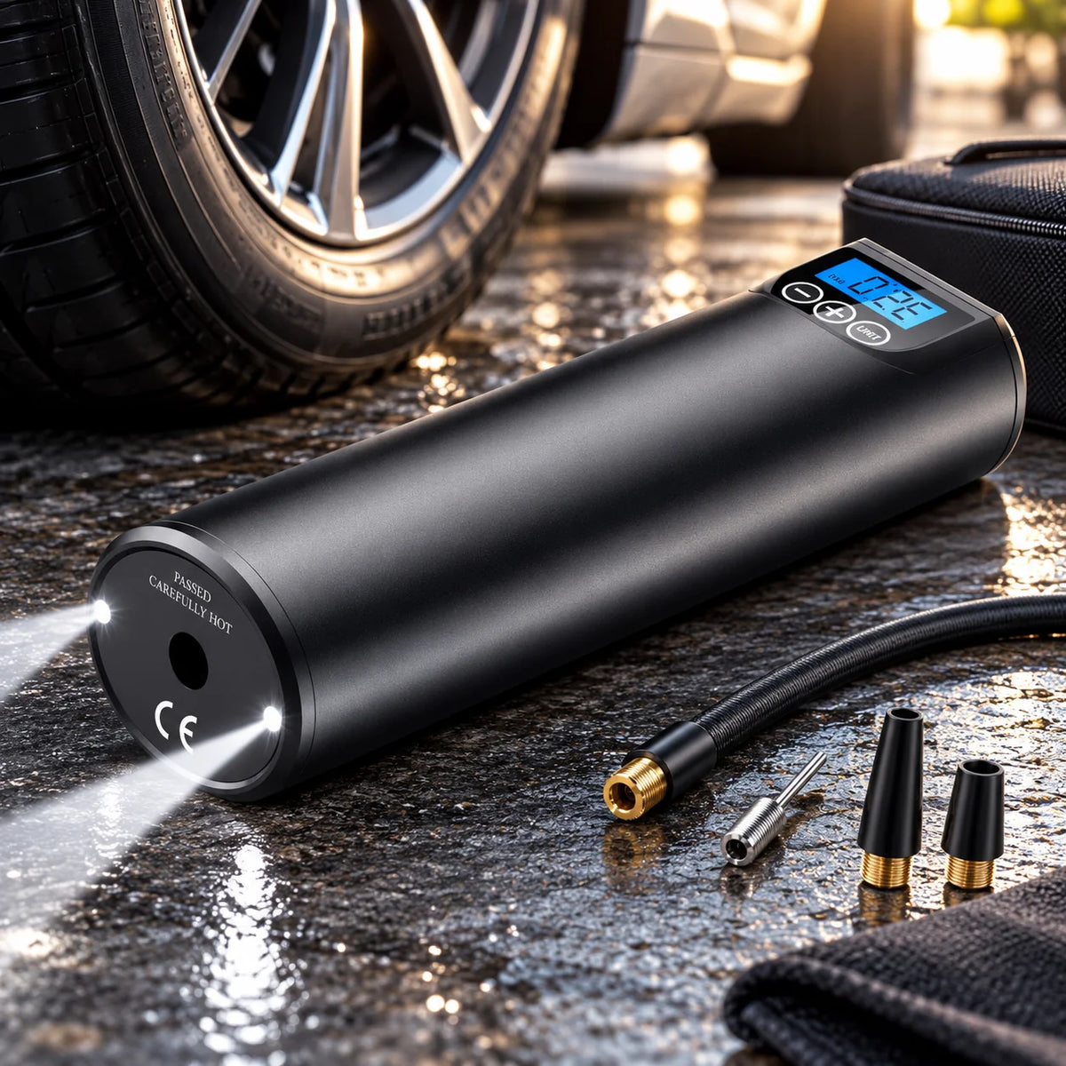 Mini Tire Inflator USB Rechargeable Auto Shutoff
