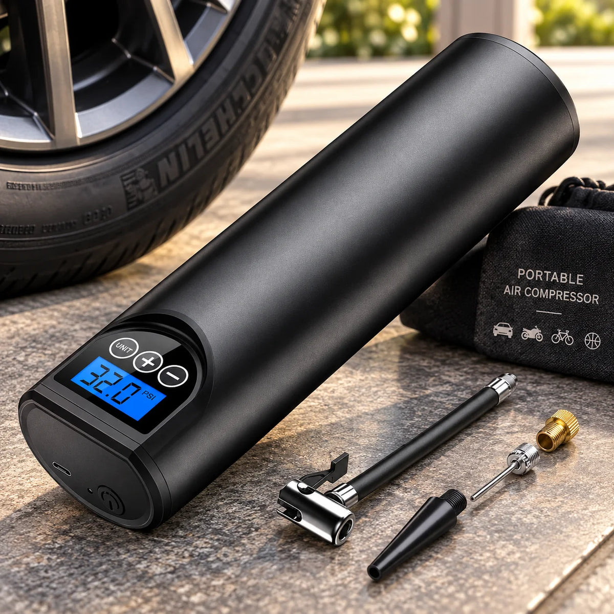 Mini Tire Inflator USB Rechargeable Auto Shutoff