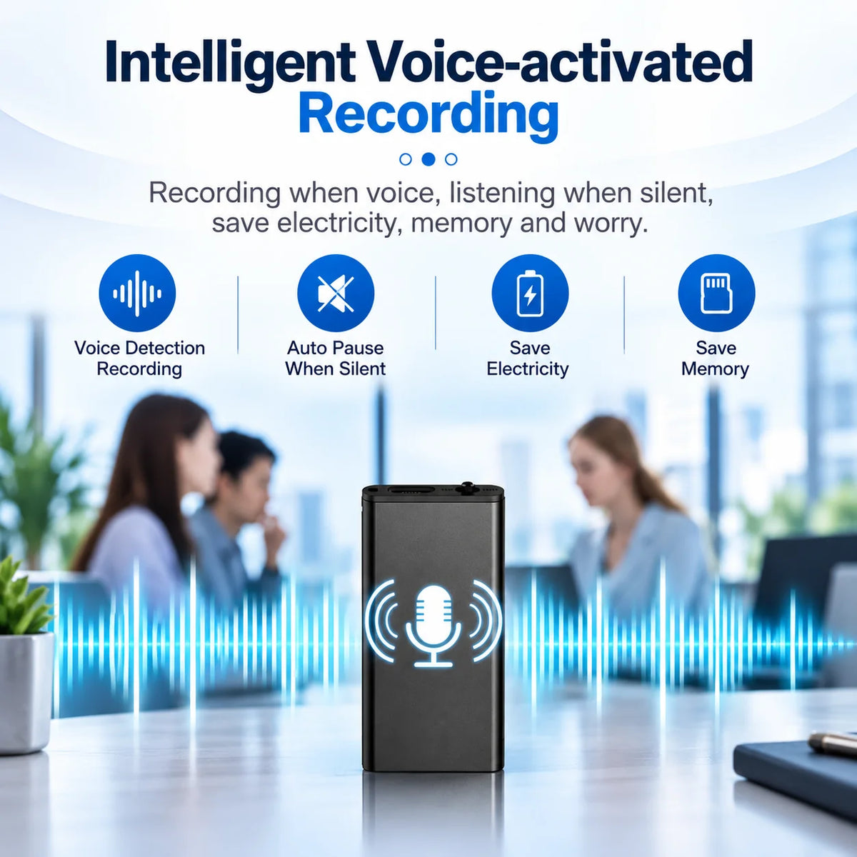 Mini Voice Recorder Voice-Activated 50-Hour Battery Pocket-Sized