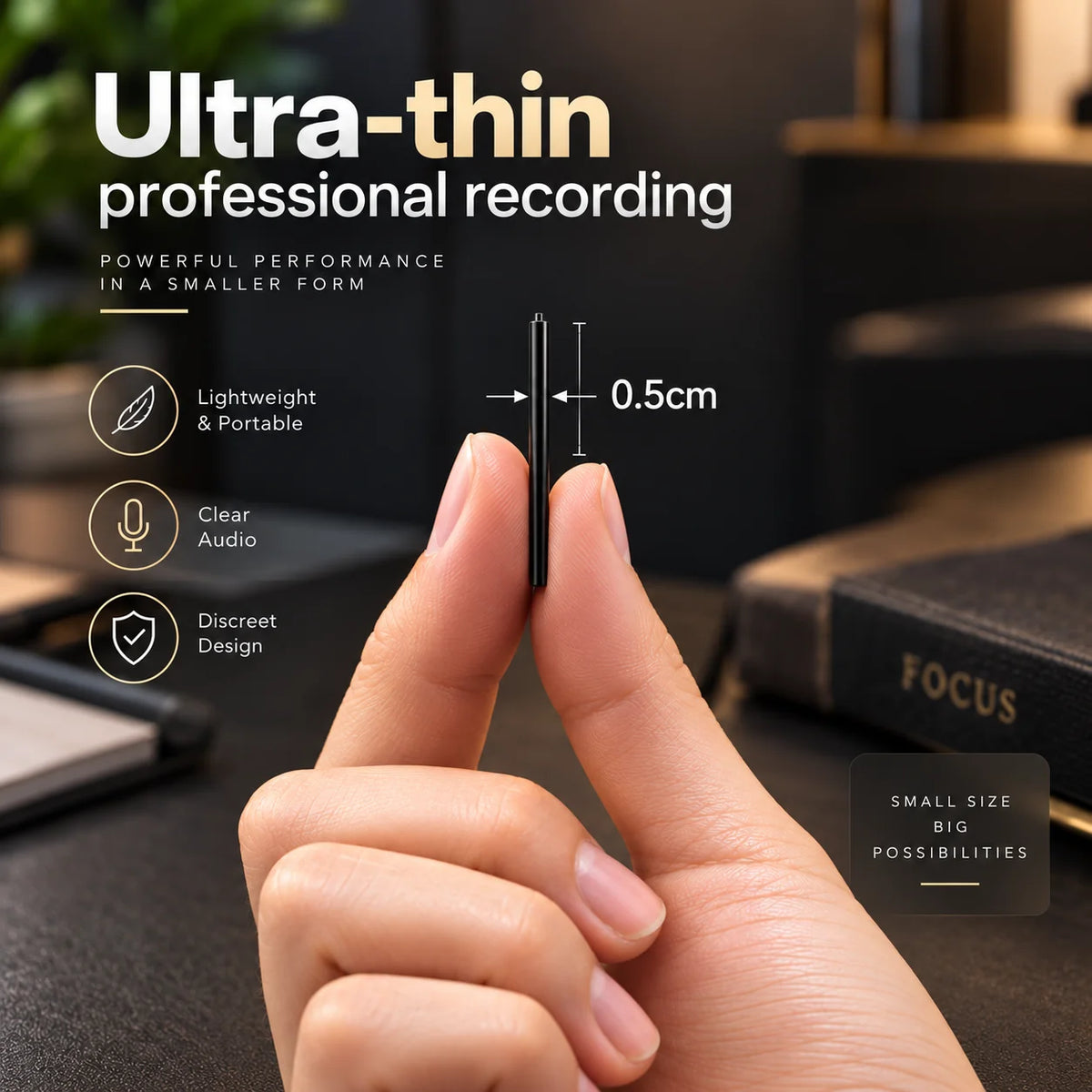 Mini Voice Recorder Voice-Activated 50-Hour Battery Pocket-Sized